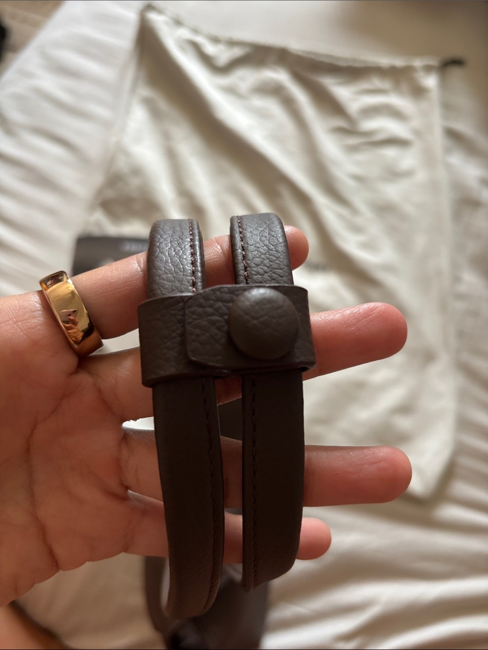 Freja New York Chocolate Brown Pebbled Leather Shoulder Bag Mini - Picture 3 of 6